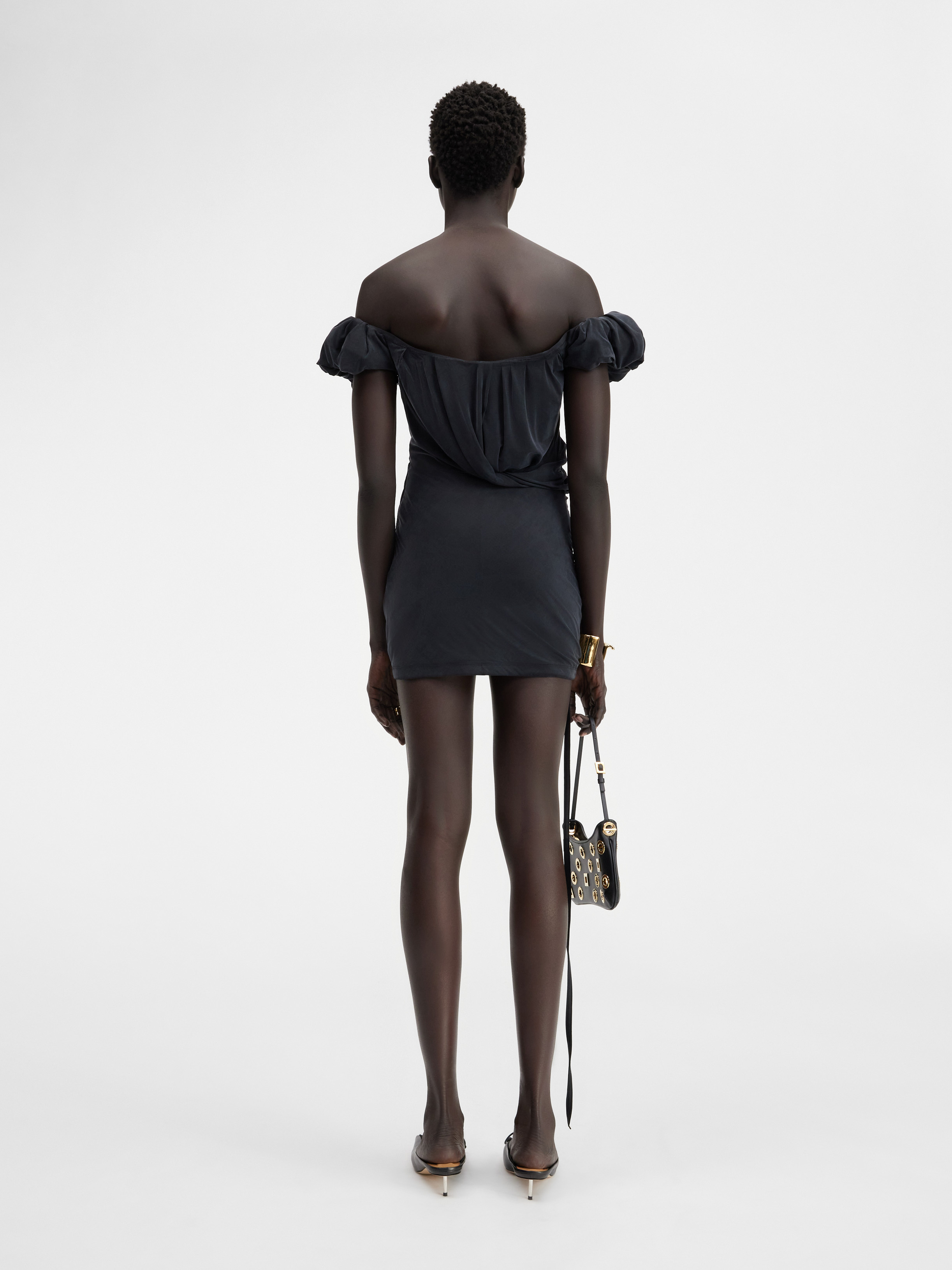 Jacquemus La Robe Ciceri Draped Minidress In Black