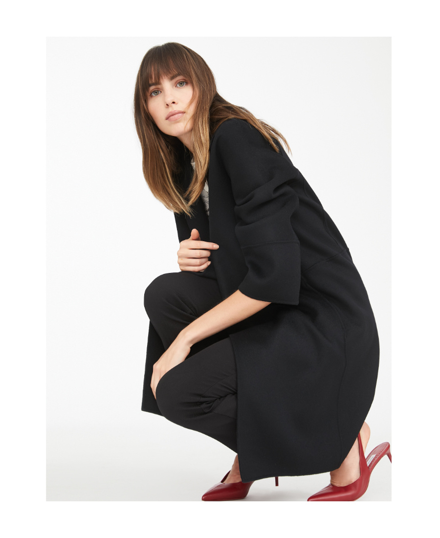 Max Mara Black Arona Double-faced Short Wool Coat In Black
