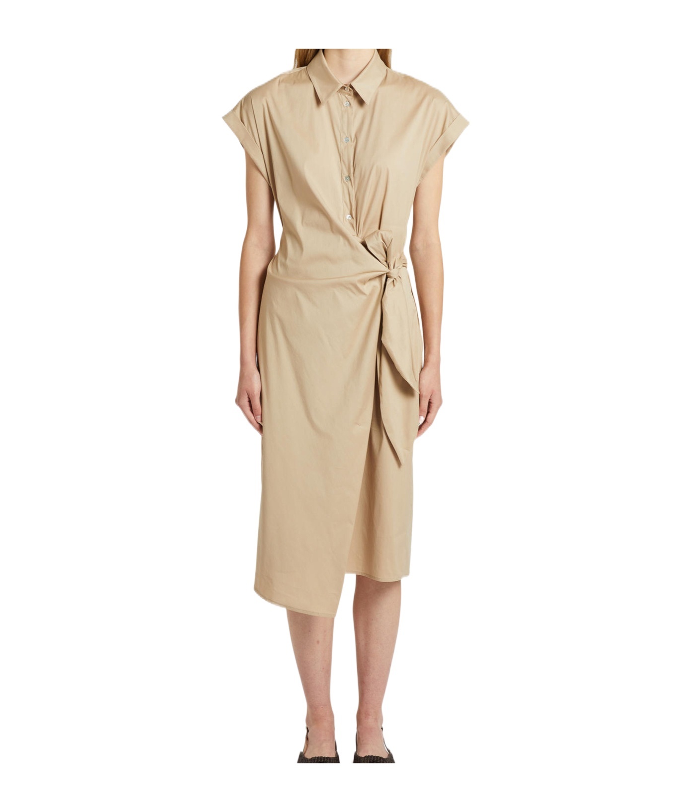 IBLUES STRETCH COTTON BLEND POPLIN MIDI DRESS