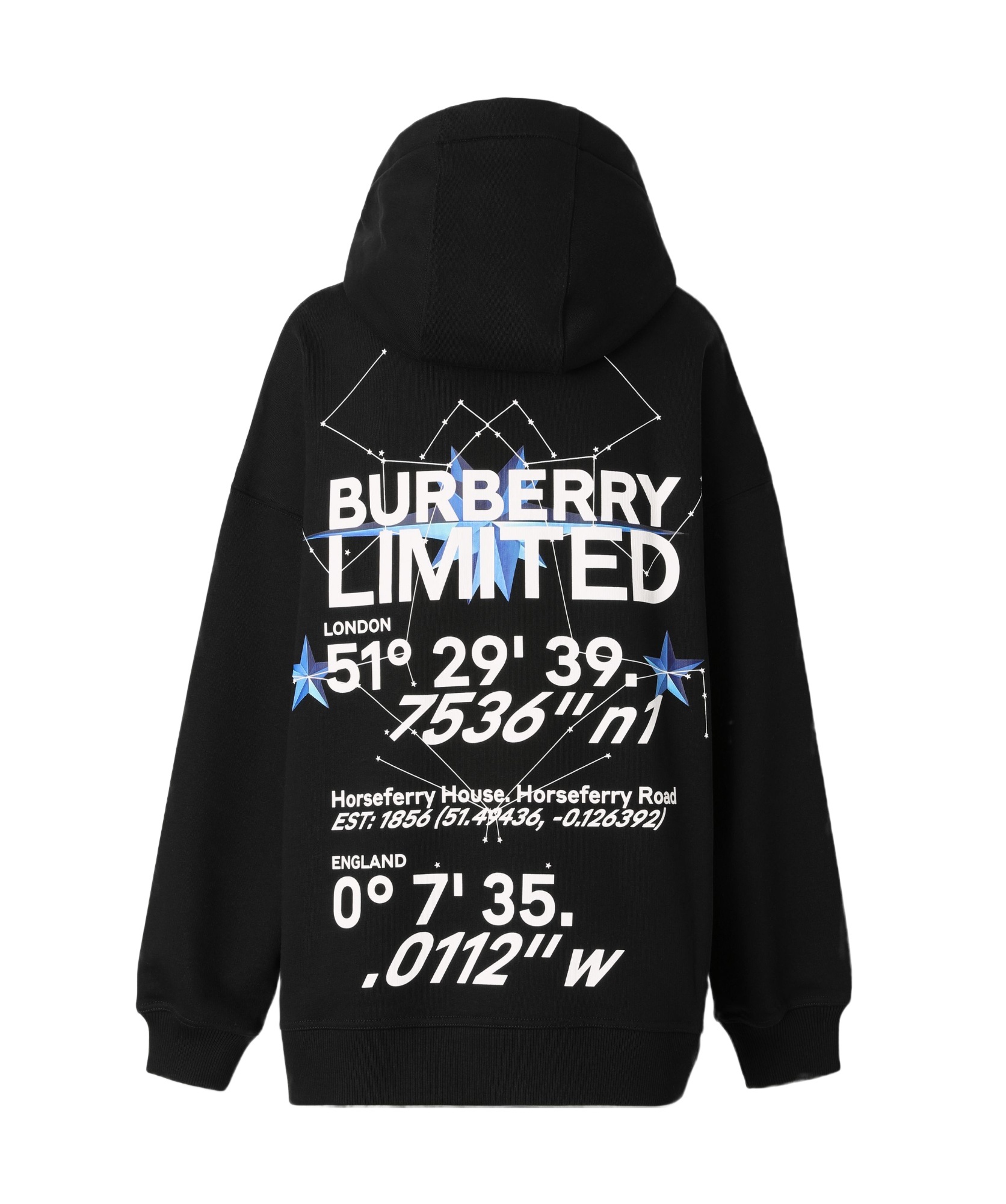 Burberry Galaxy Horseferry-print Oversized Hoodie In Black