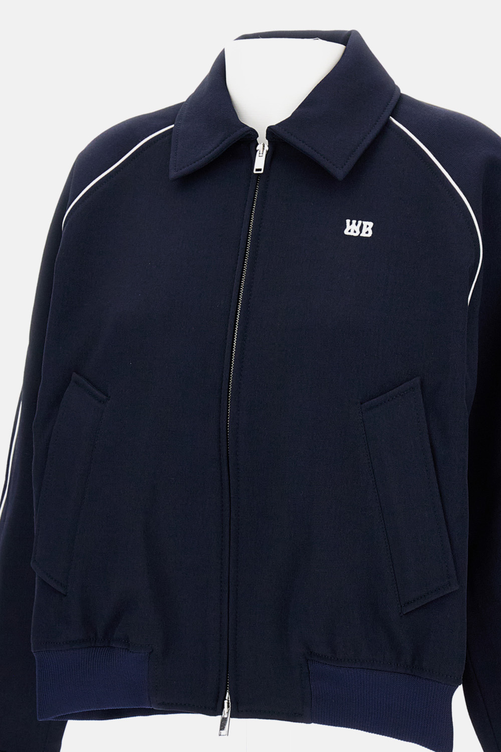 Wales Bonner Full-zip Jacket With A Pointed Collar In Blue