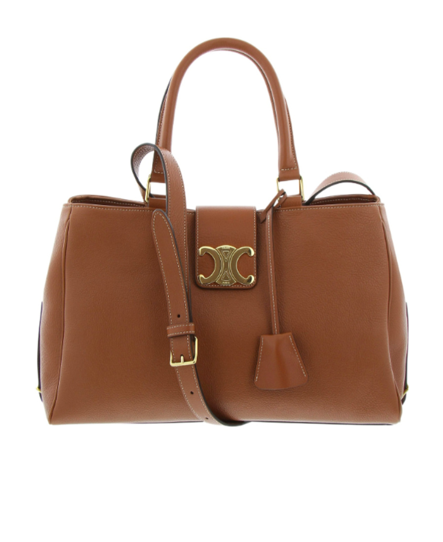 Celine Appoline Medium Logo Shoulder Bag In Brown