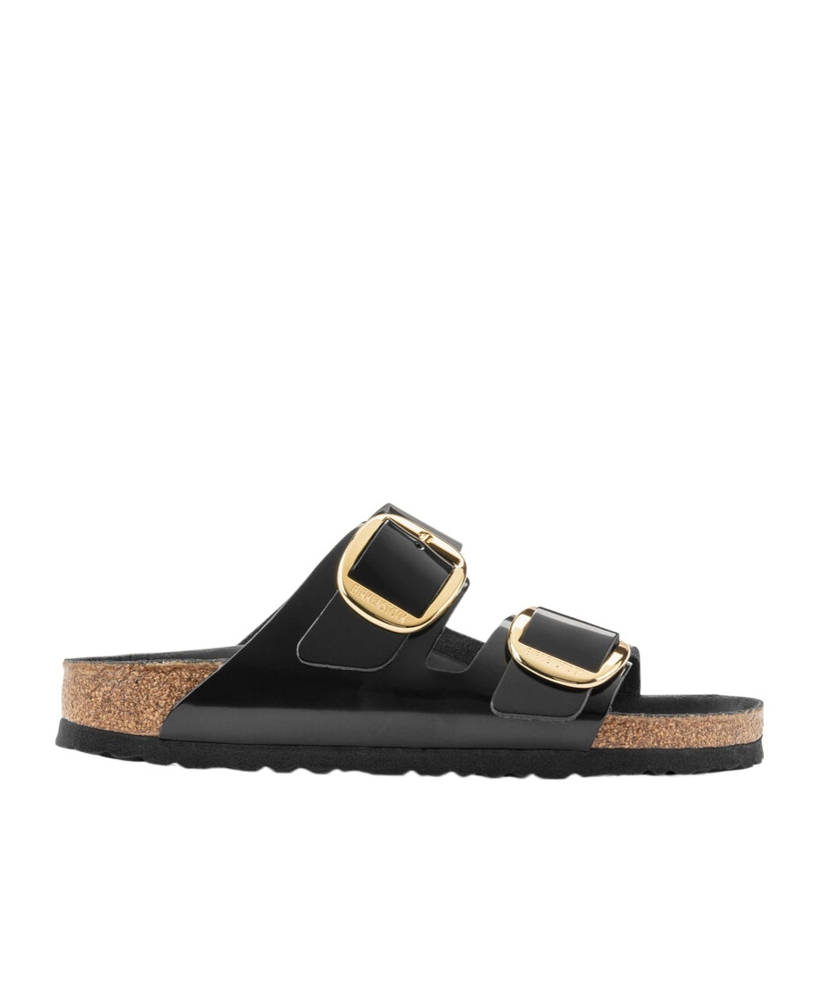 Birkenstock Arizona Big Buckle Patent Leather Sandals In Black