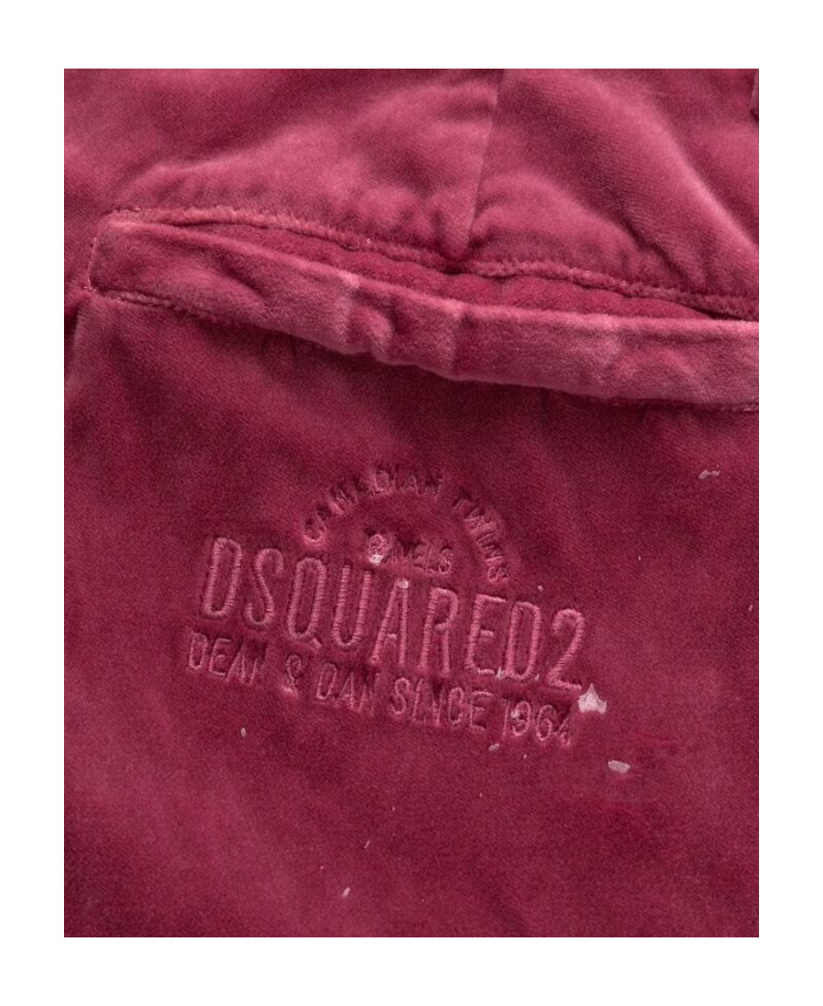 Dsquared2 Embroidered-logo Velvet Trousers In Red