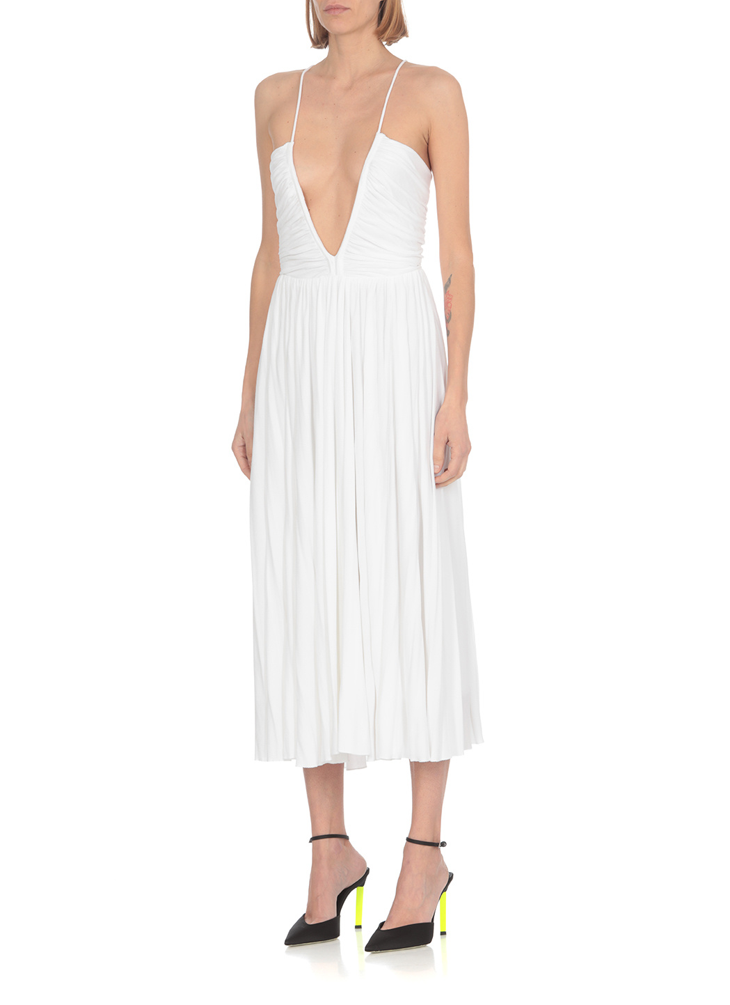 Alexandre Vauthier Strapless V-neck Midi Dress In White