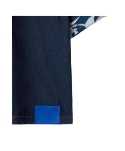 BURBERRY HEAVYWEIGHT LOGO-PATCH DENIM SHIRT 
