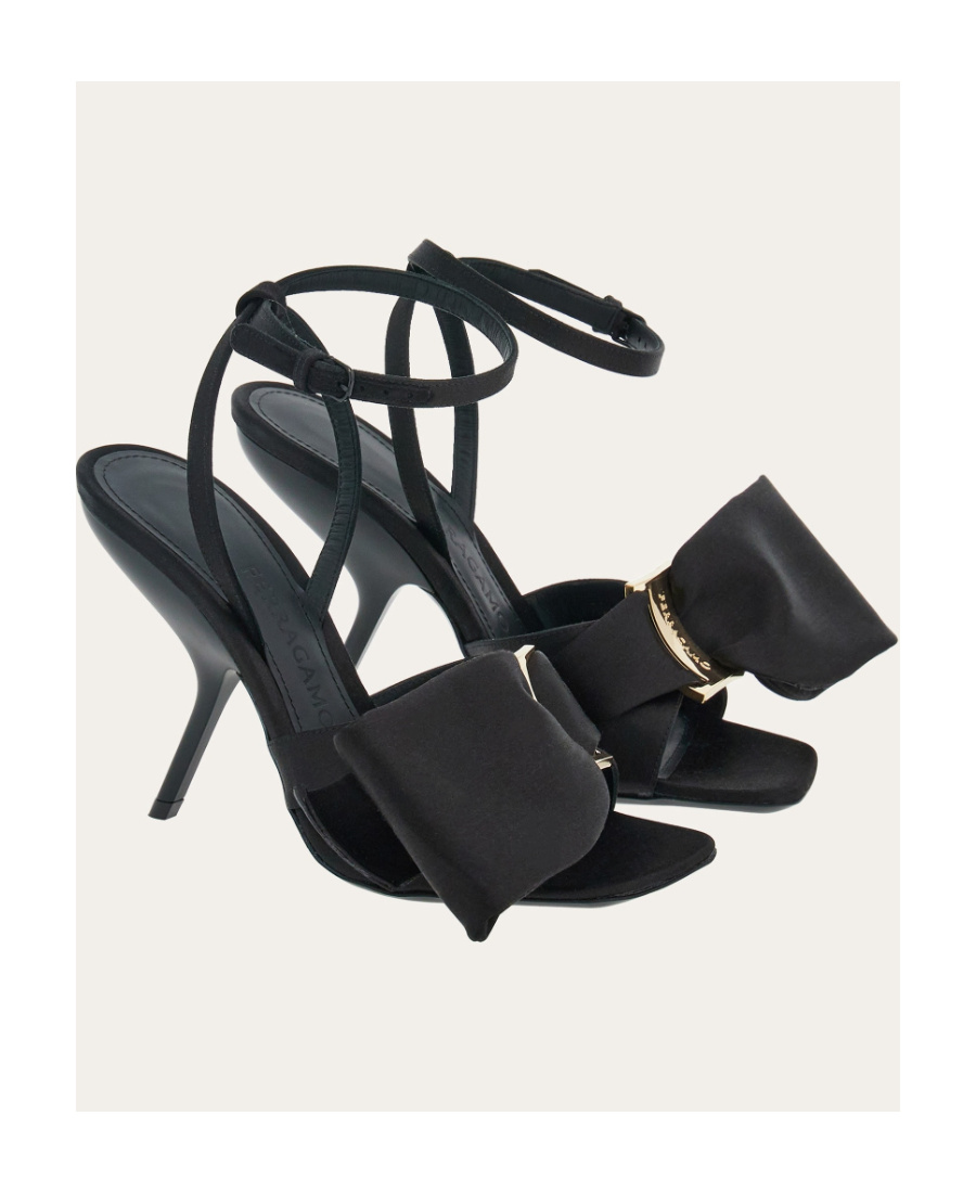 Ferragamo Heel Sandals With Bow Detail And Open Toe In Black