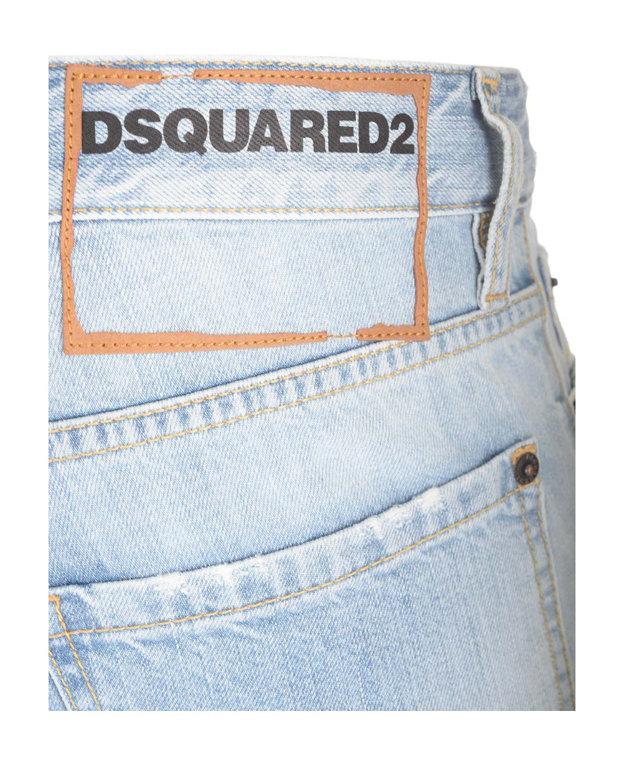 Dsquared2 Distressed Five-pocket Cotton Stretch Jeans In Blue