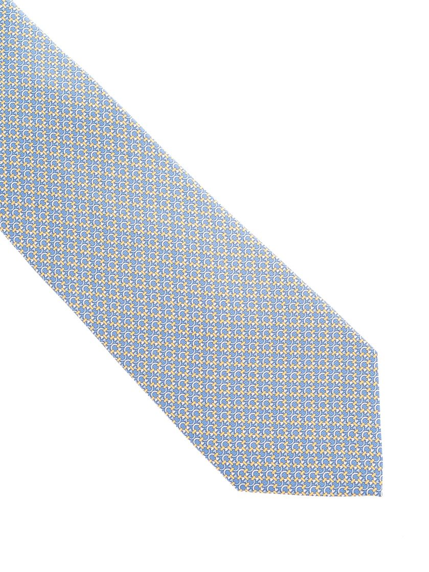 Ferragamo Gancini Pattern Tie In Blue