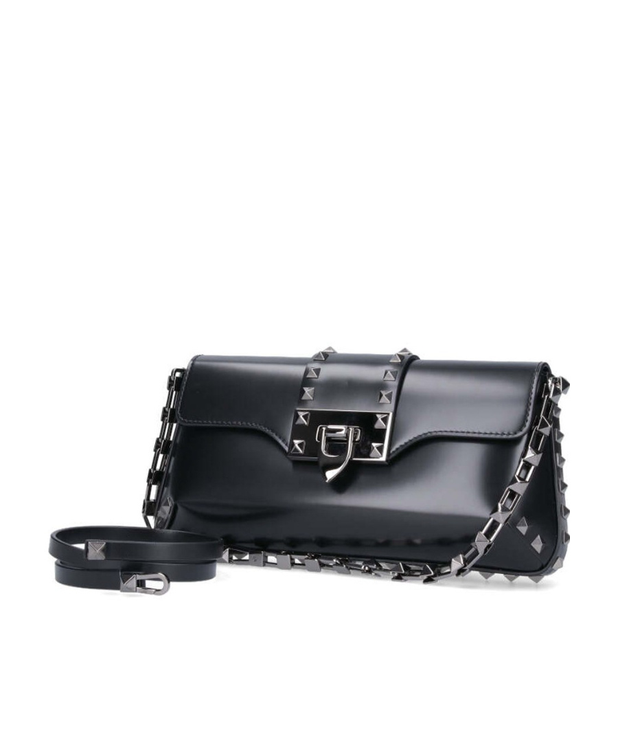 Valentino Garavani Rockstud Leather Shoulder Bag In Black