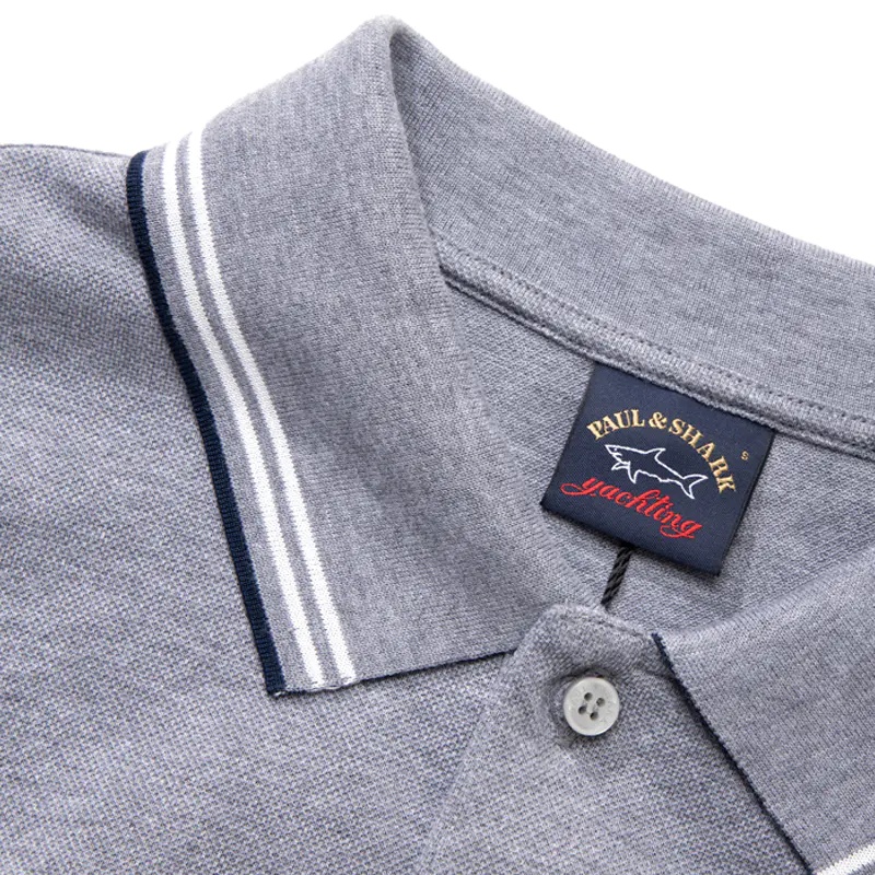 Paul & Shark Long-sleeved Polo Shirt In Gray