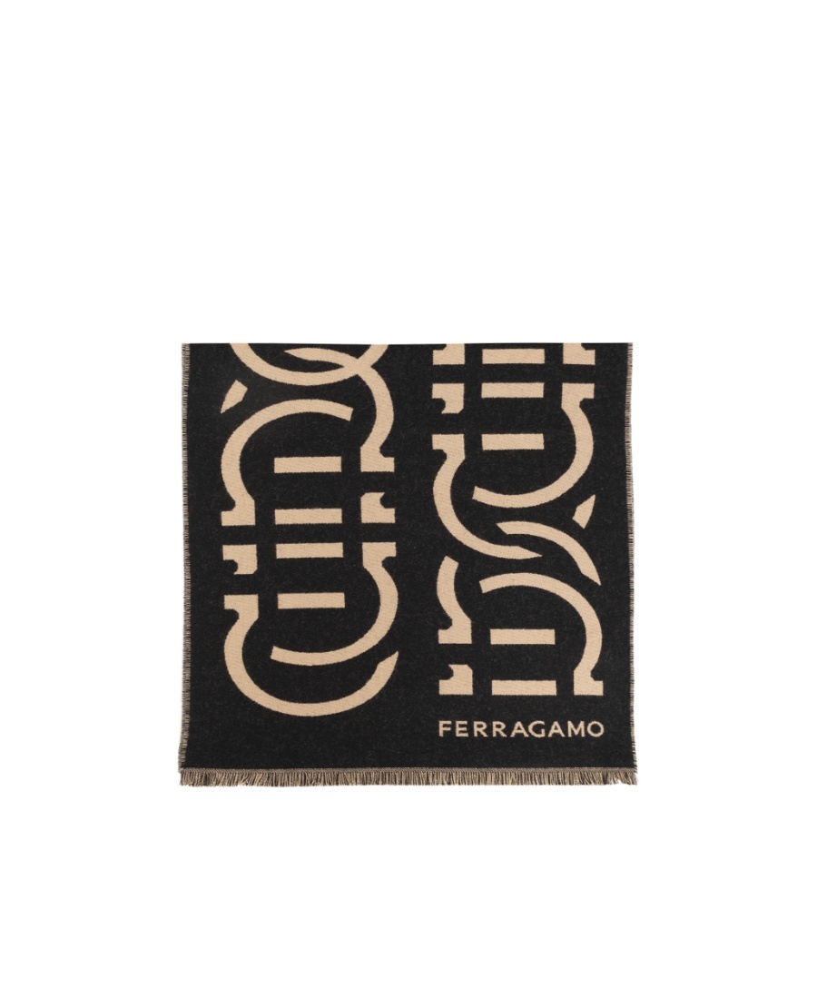 Ferragamo Logo Scarf In Black