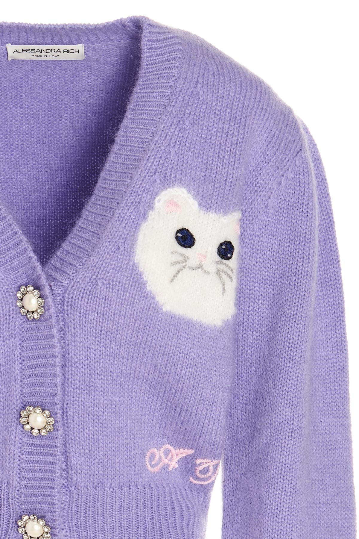 Alessandra Rich Embroidered Button-up Cardigan In Purple