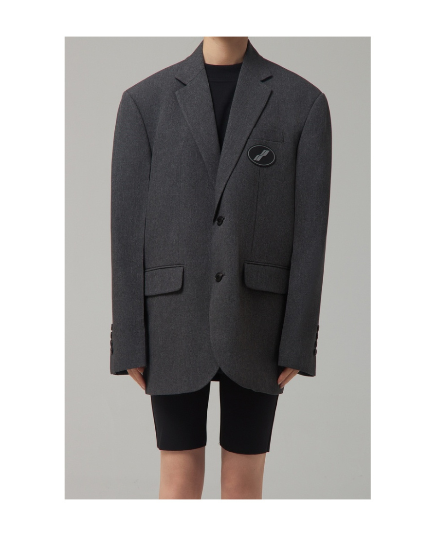 Shop We11 Done Logo-patch Notched-lapels Blazer In Black