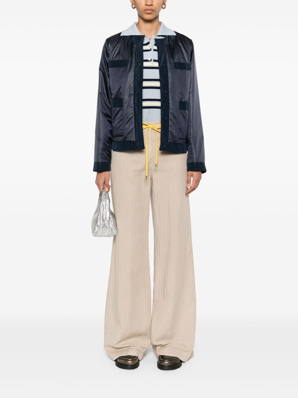 Aspesi Striped Wide-leg Trousers In Brown
