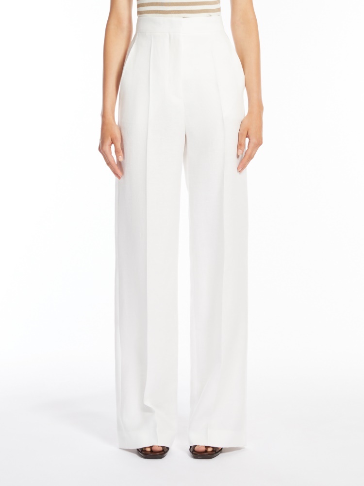 Max Mara Linen Trousers In White