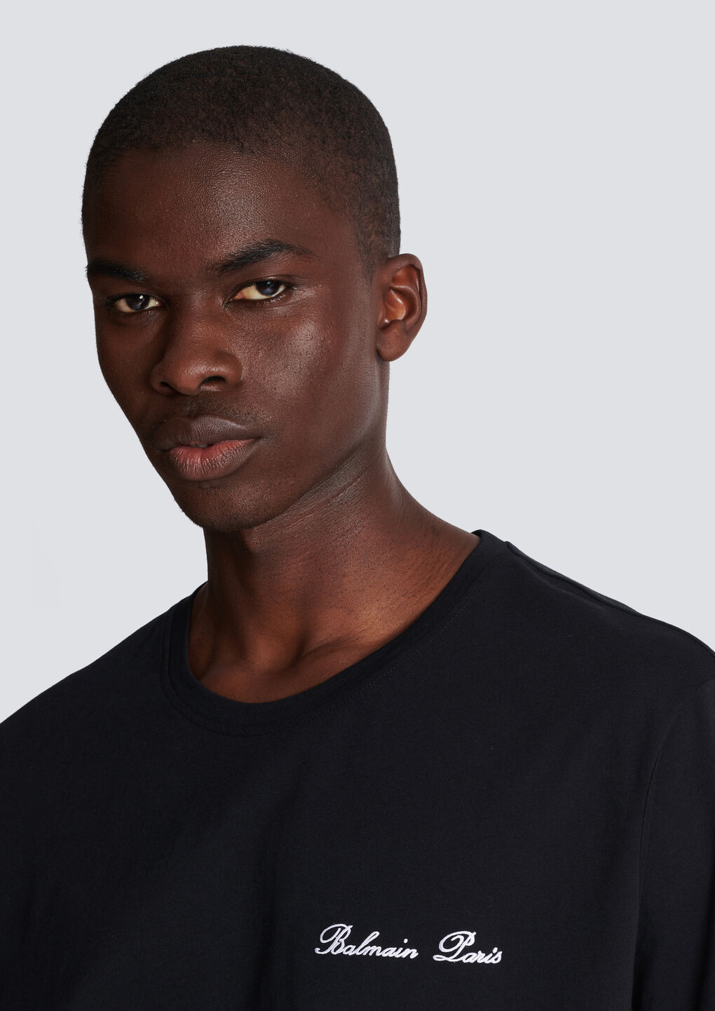 Balmain Black Cotton T-shirt In Black