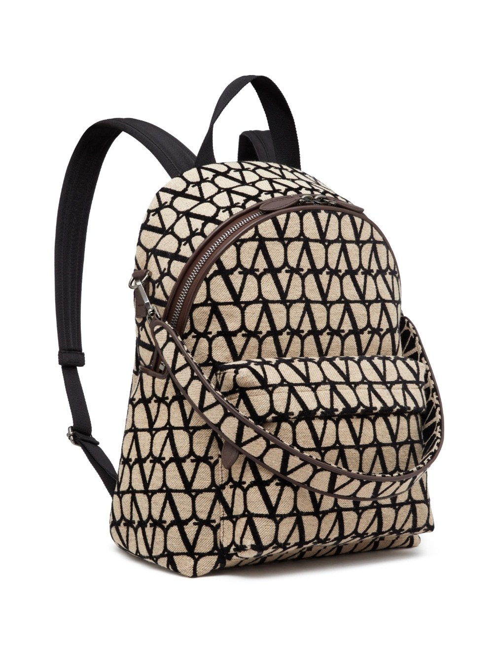 Valentino Toile Iconographe Backpack With Leather Detailing In Black