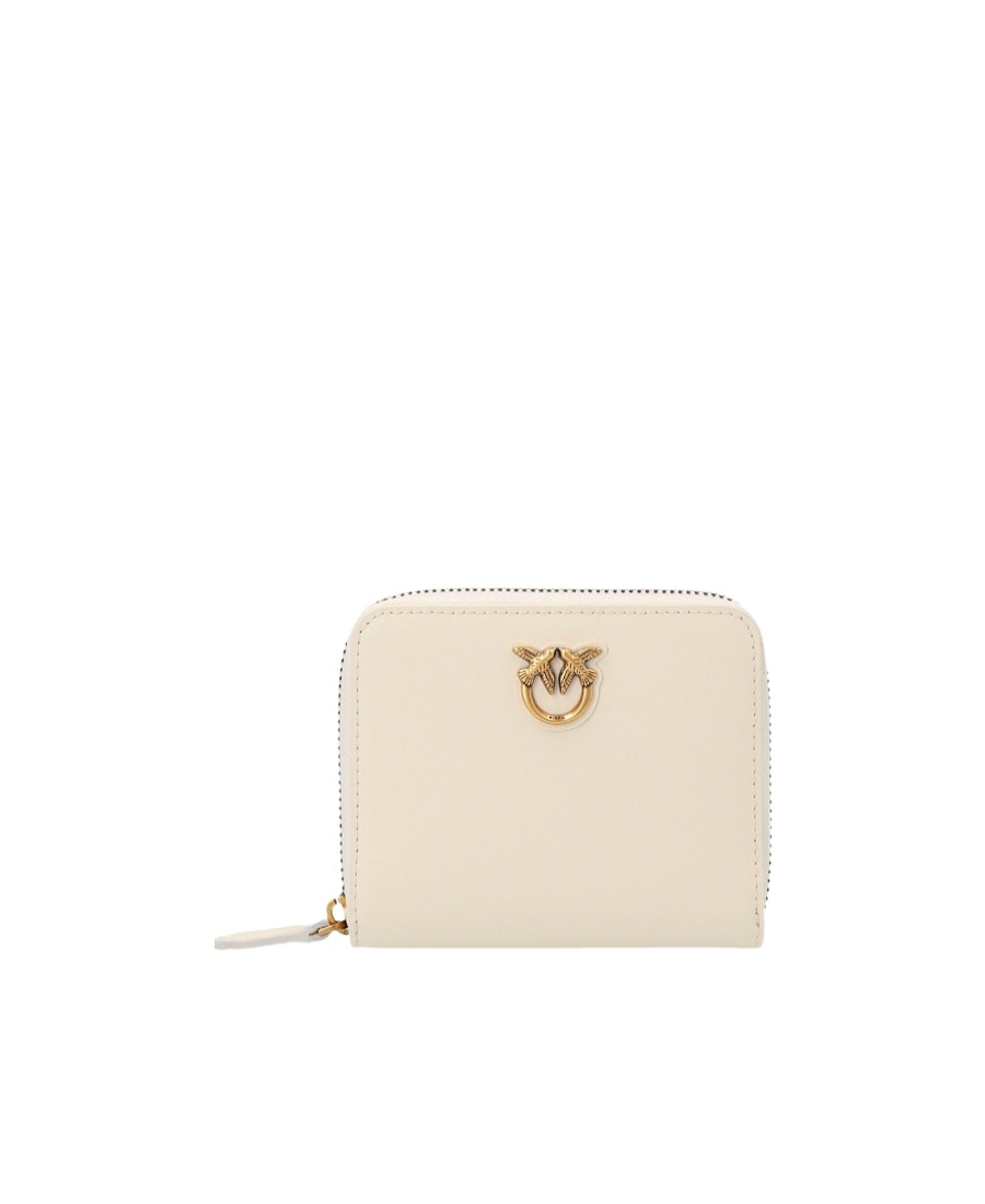 Pinko Love Birds Leather Wallet In White