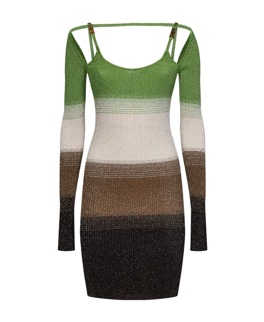 Gcds Knitted Striped Mini Dress In Multicolor