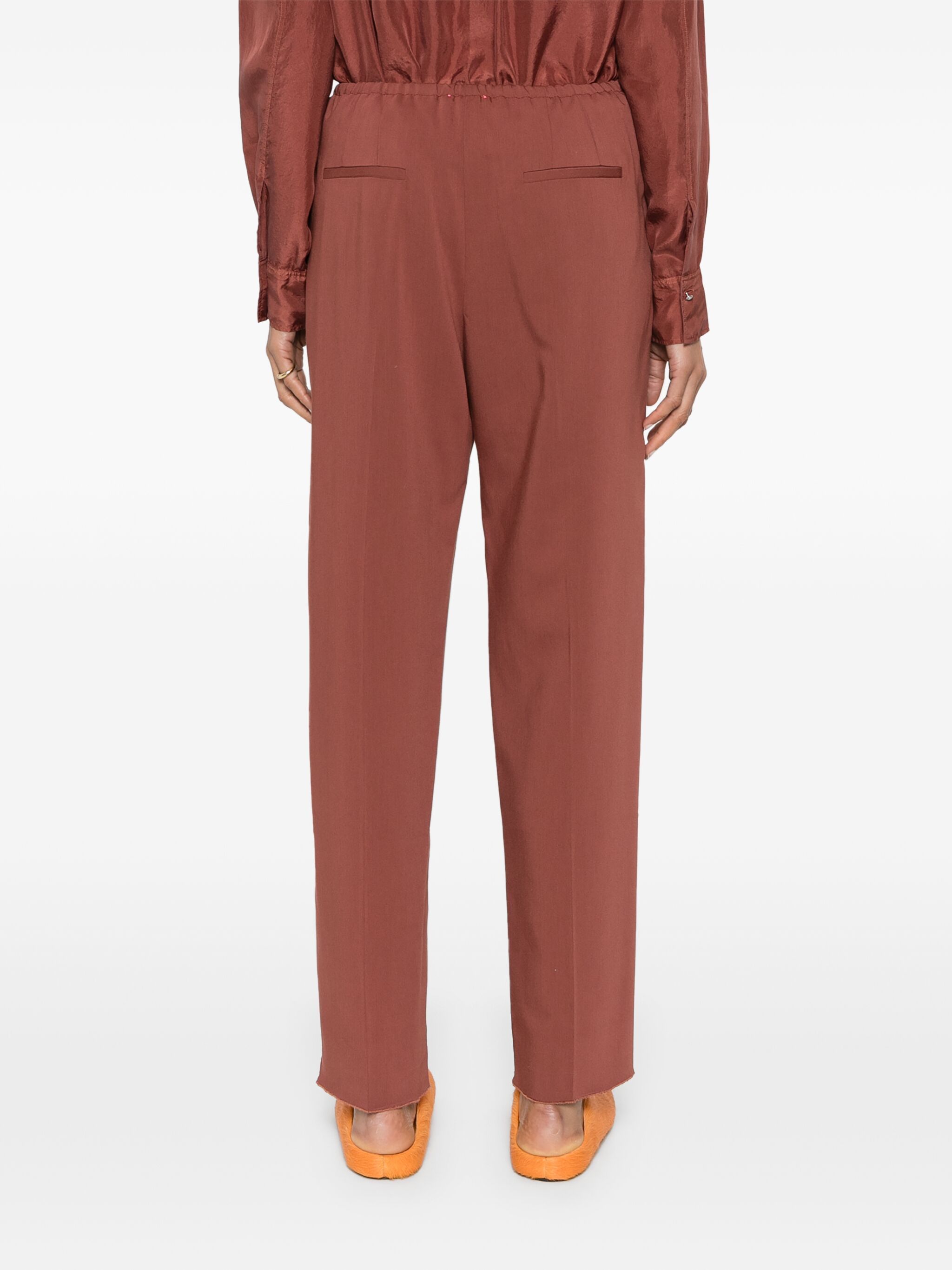 FORTE FORTE PRESSED-CREASE TAPERED-LEG TROUSERS