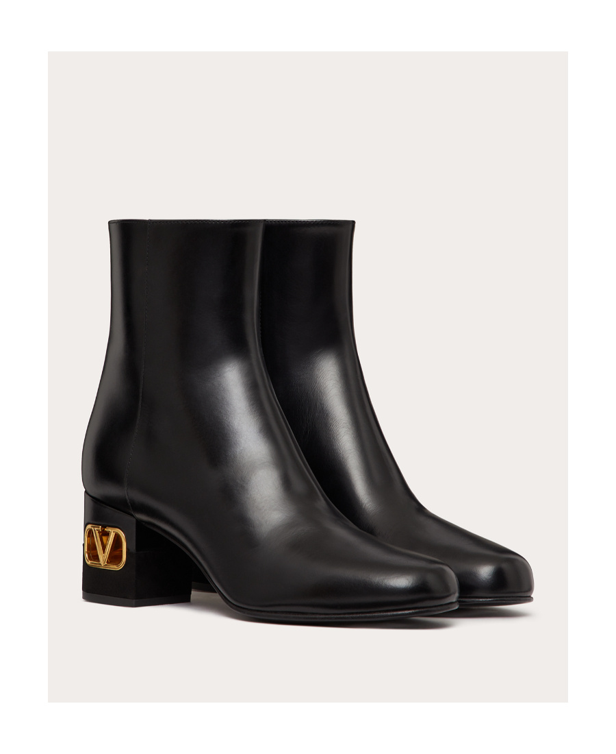 Shop Valentino Vlogo Heel Ankle Boots In Black