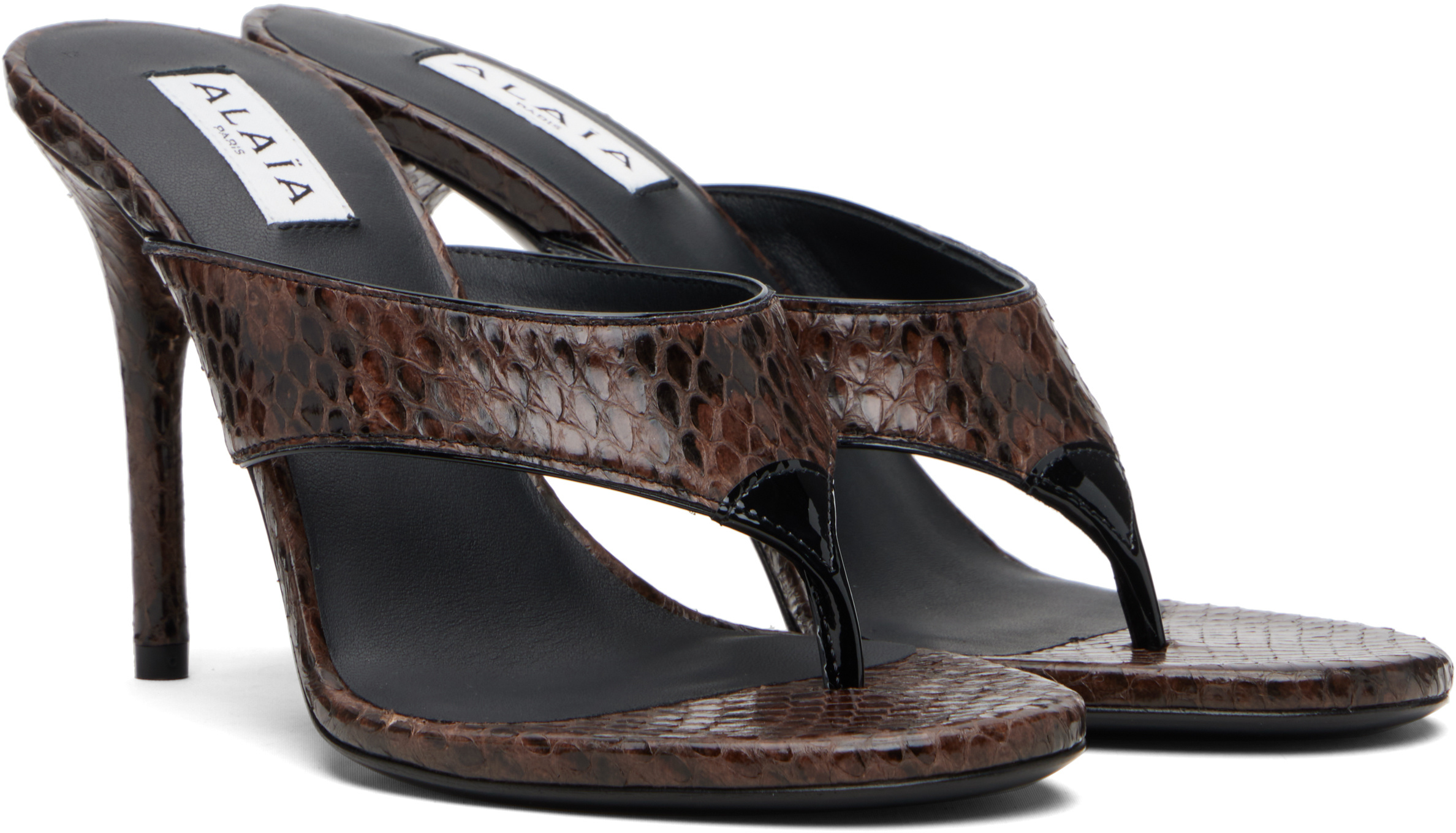 Alaïa Infradito Snakeskin-effect Sandals In Black