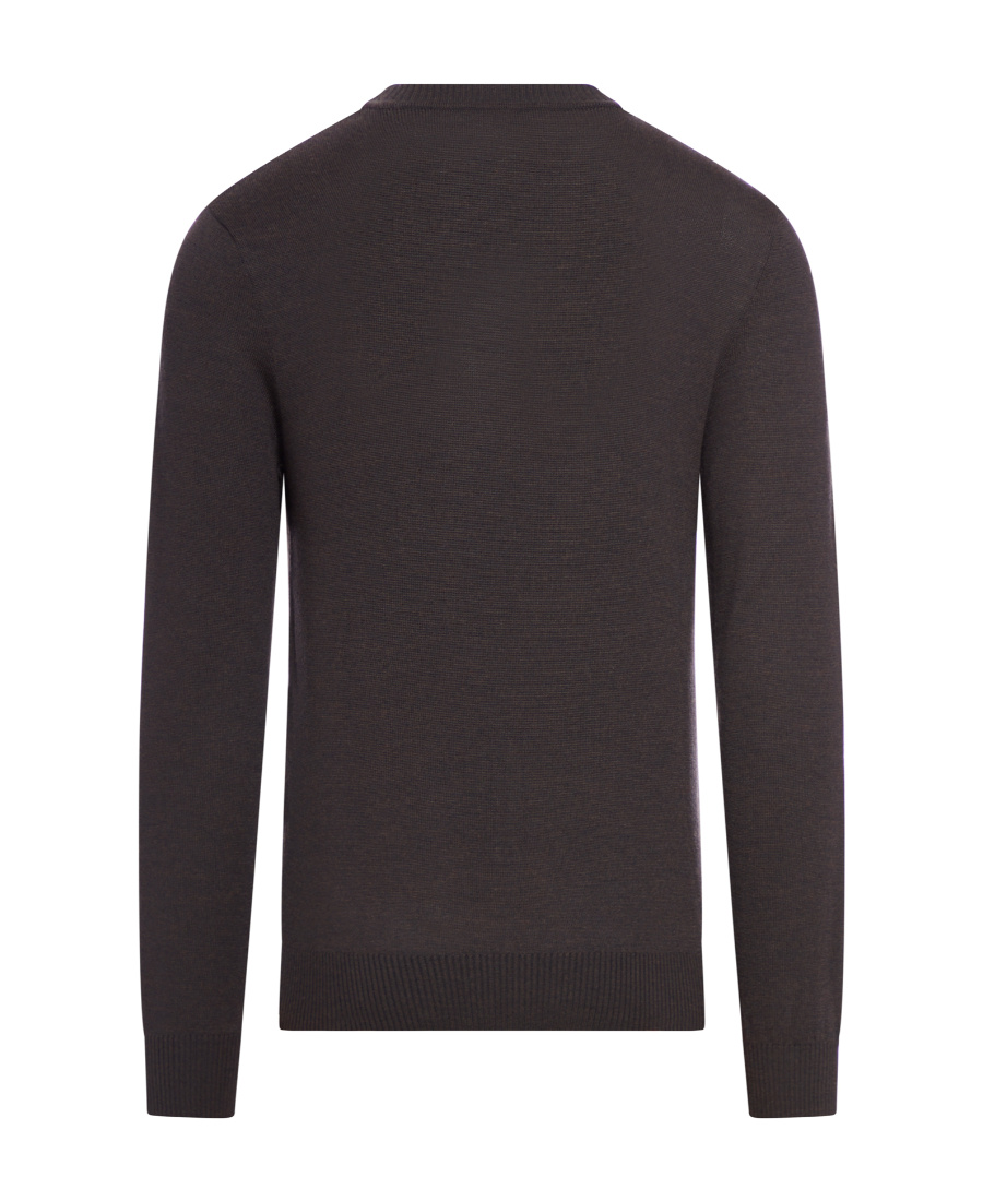 Fendi Monogram-jacquard Crew-neck Wool Jumper In Brown