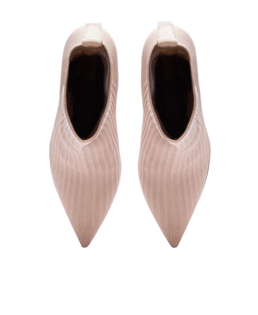 Shop Balmain Stretch Knit Skye Ankle Boots In Nude