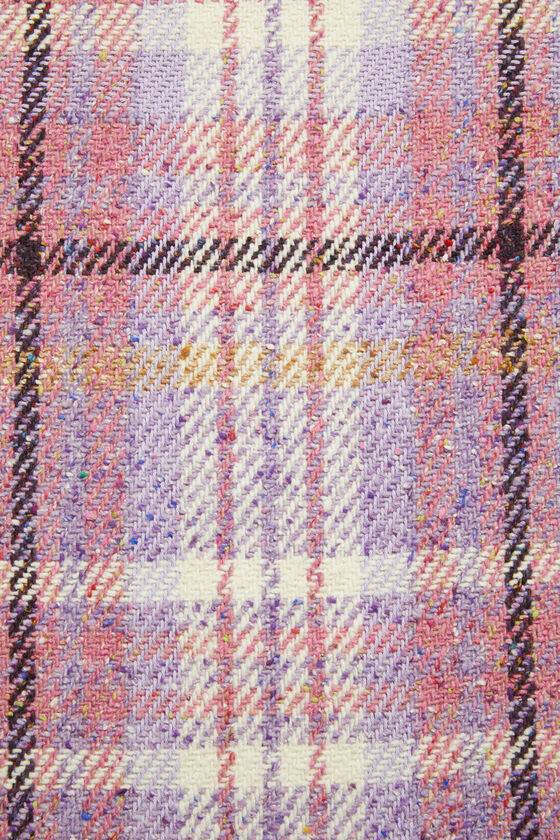 Shop Acne Studios Check-print Wool Scarf In Pink