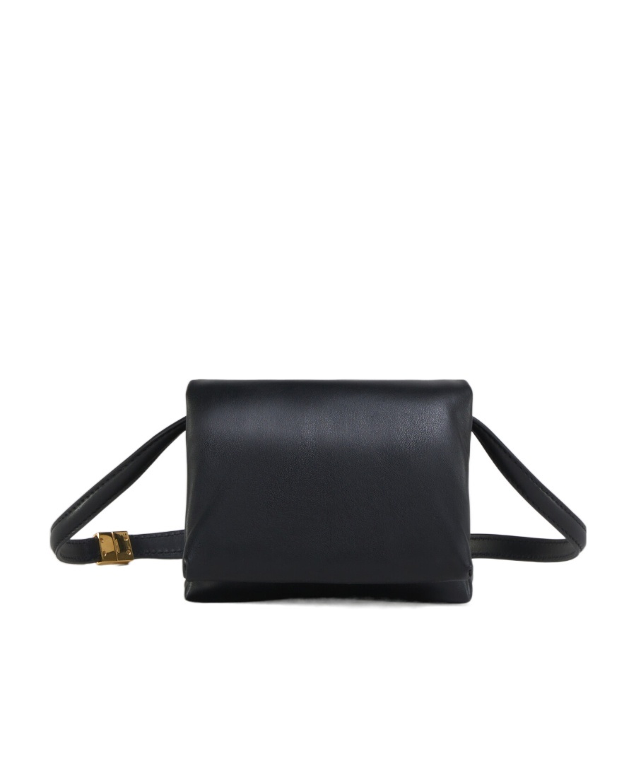 Shop Marni Black Leather Mini Prisma Pouch