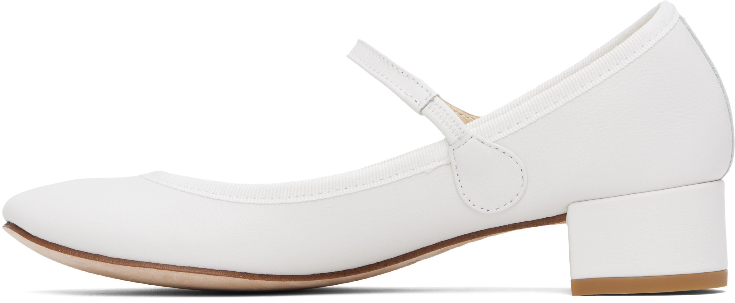 Repetto White Rose Mary Jane Heels In White