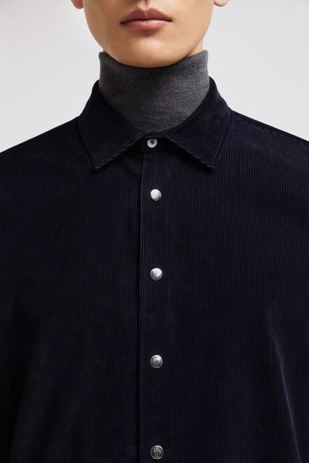 Moncler Long-sleeved Shirt In Blue
