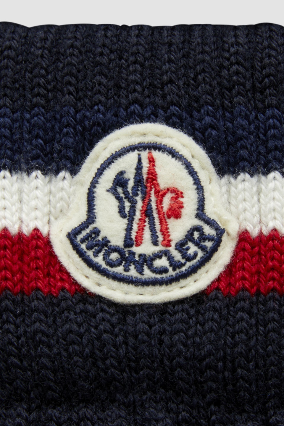 Moncler Tricolor Wool Gloves In Black
