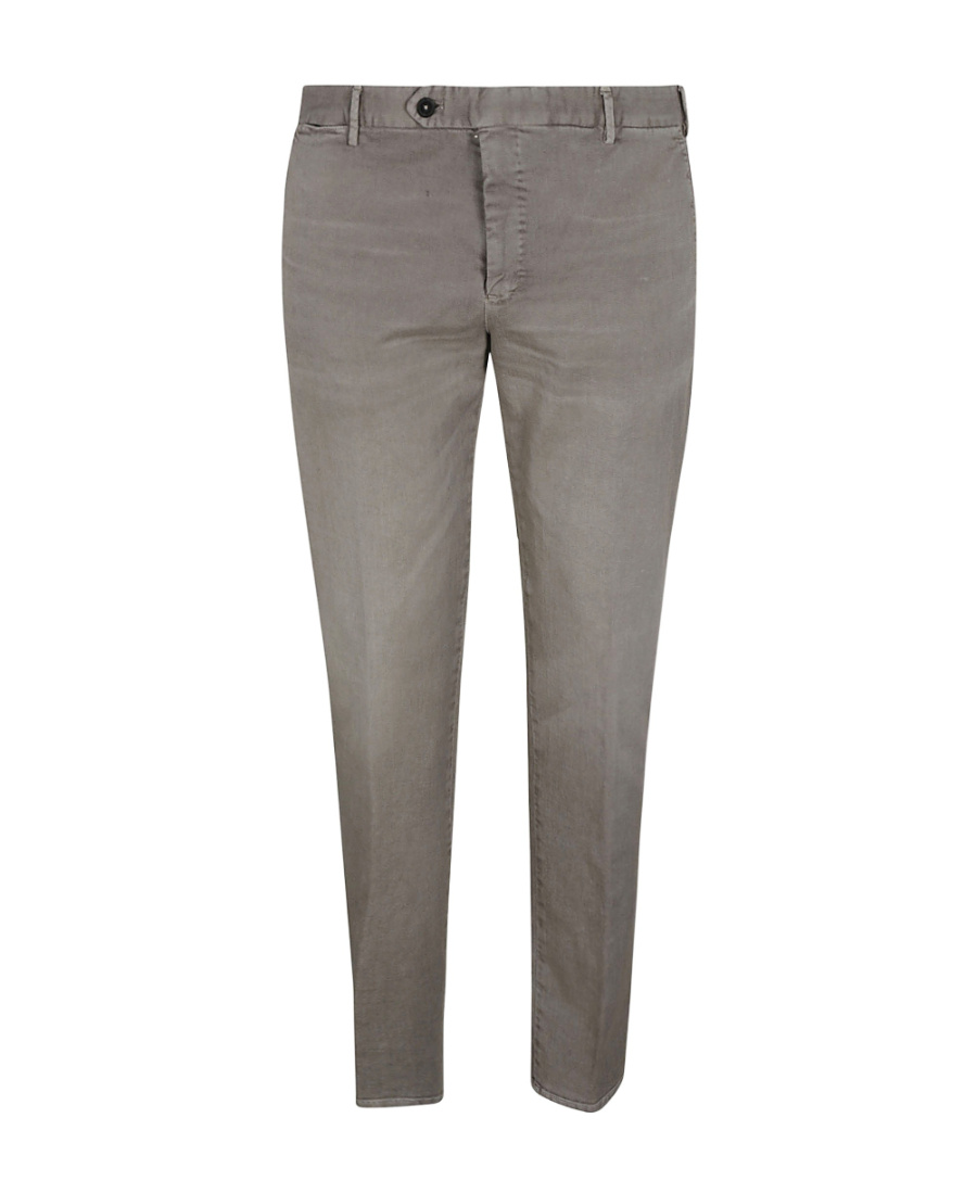 Pt Torino Belt Ring Button Casual Pants In Gray