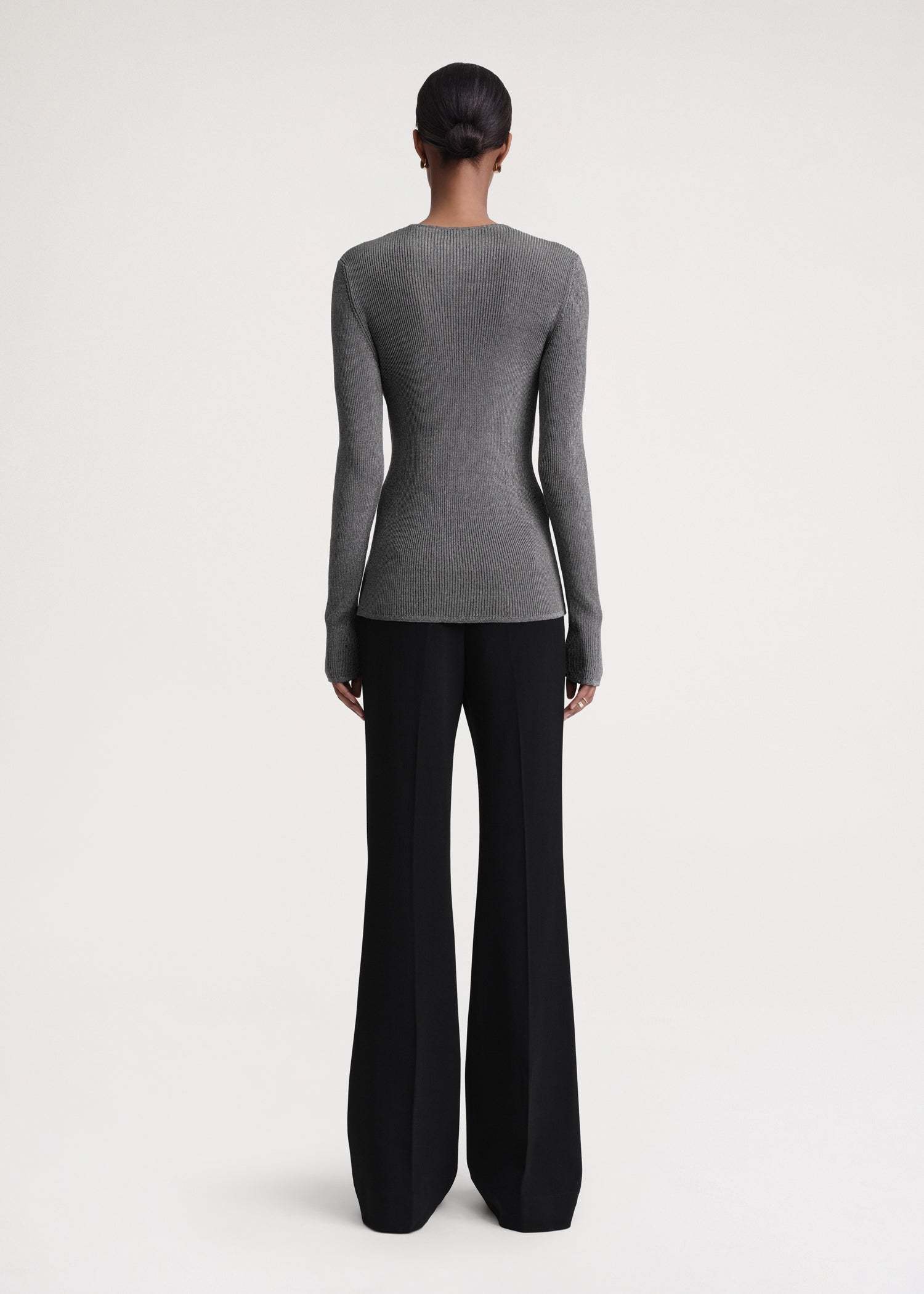 Totême Metallic Ribbed-knit Jumper In Gray