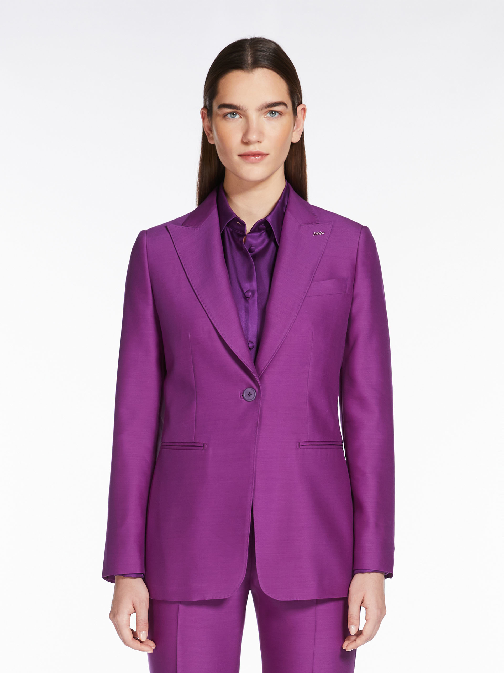Max Mara Single-breasted Suit Jacket In Purple