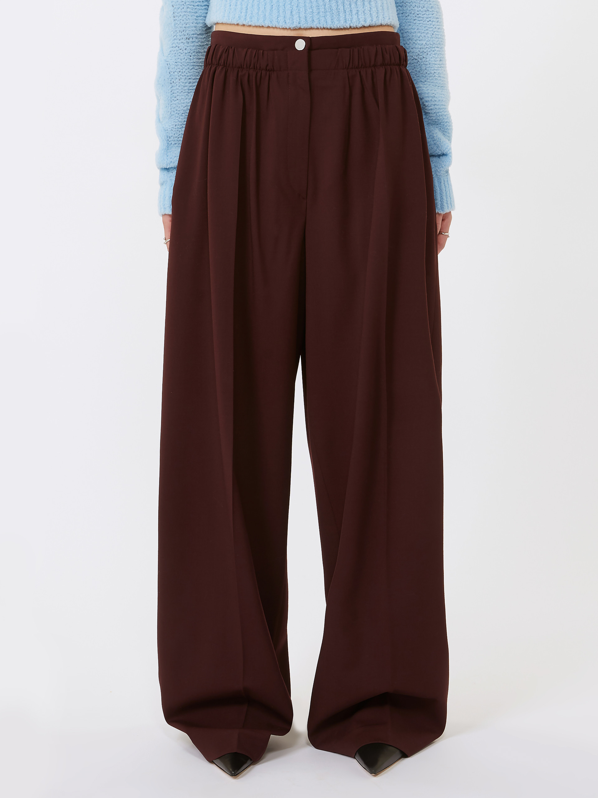 Sportmax Loose Fit Trousers Double Belt Motif In Brown
