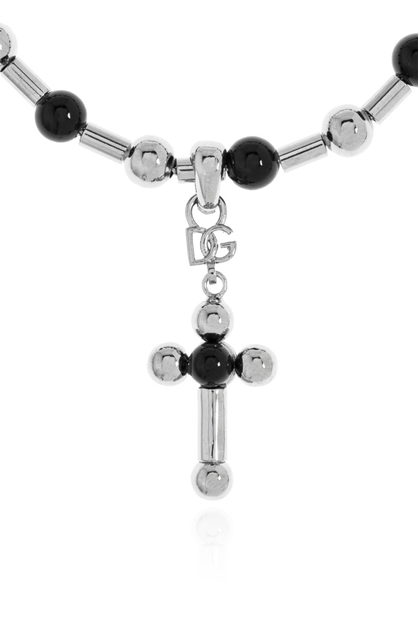 Dolce & Gabbana Cross-pendant Bracelet In Black