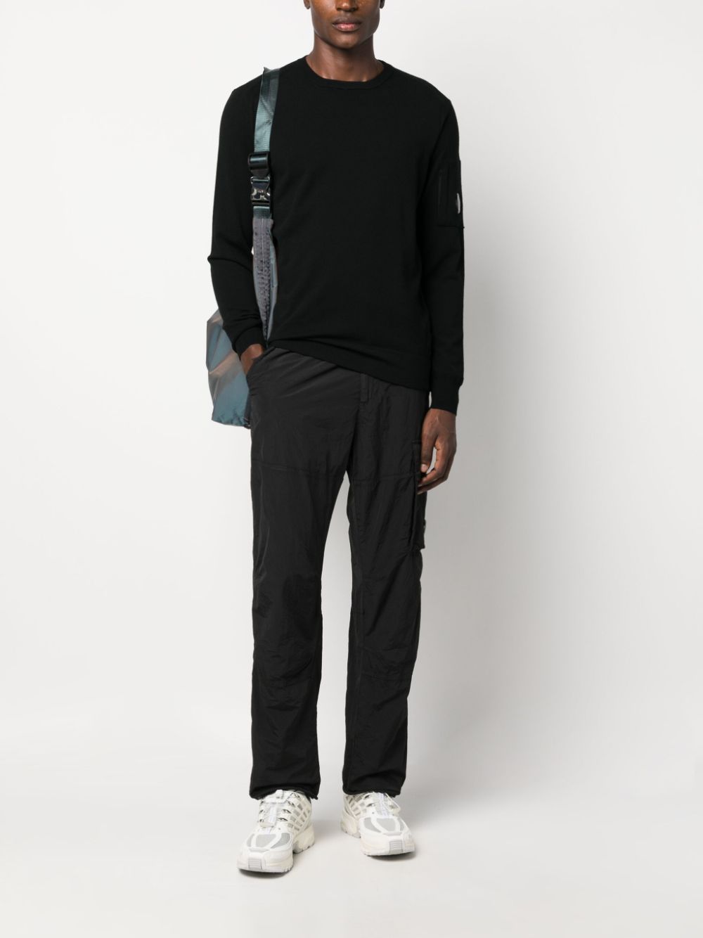 C.p. Company Men Cotton Crewneck Sweatshirt In Black