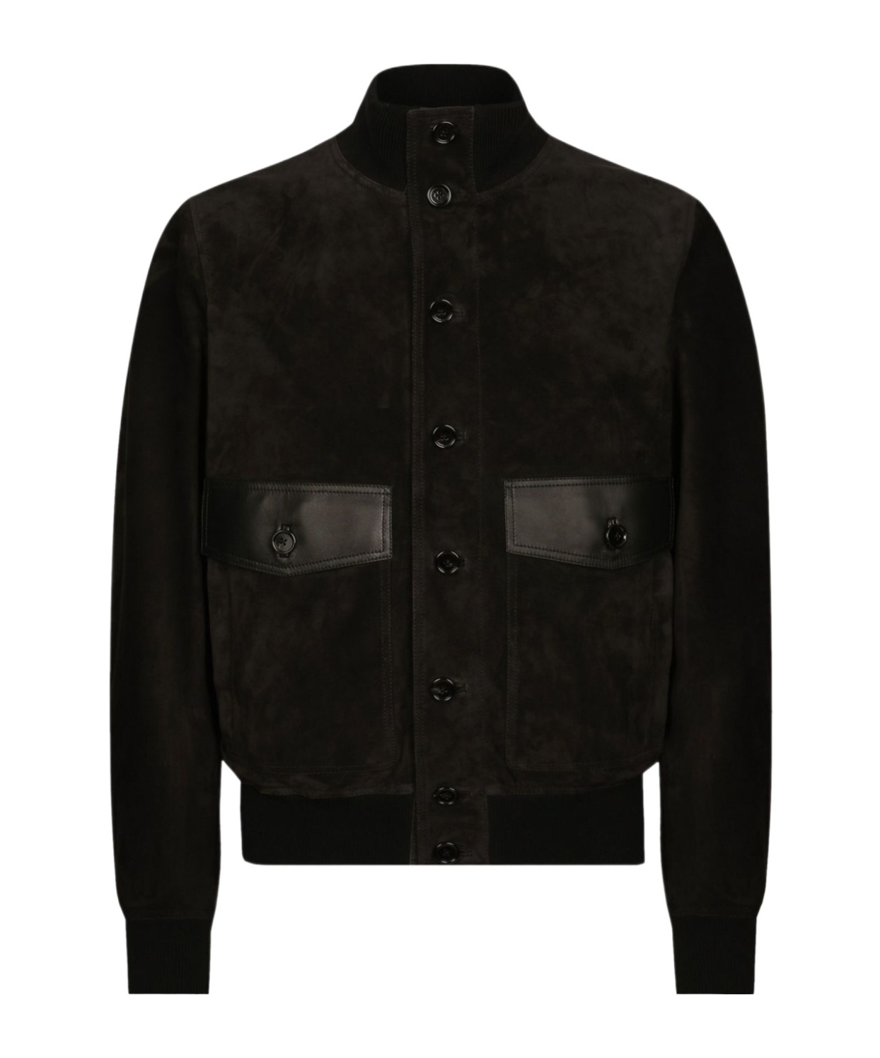Dolce & Gabbana Leather Bomber Jacket In Black