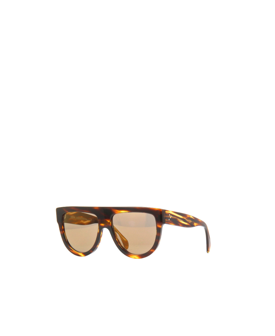 Celine Super Large Frame Sunglasses With Logo In Brown