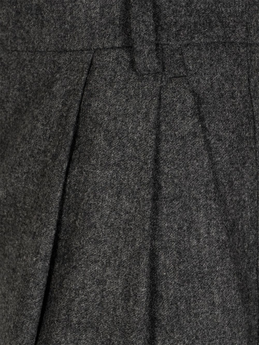 Emporio Armani Icon Wool Flannel Trousers With Pleats In Gray