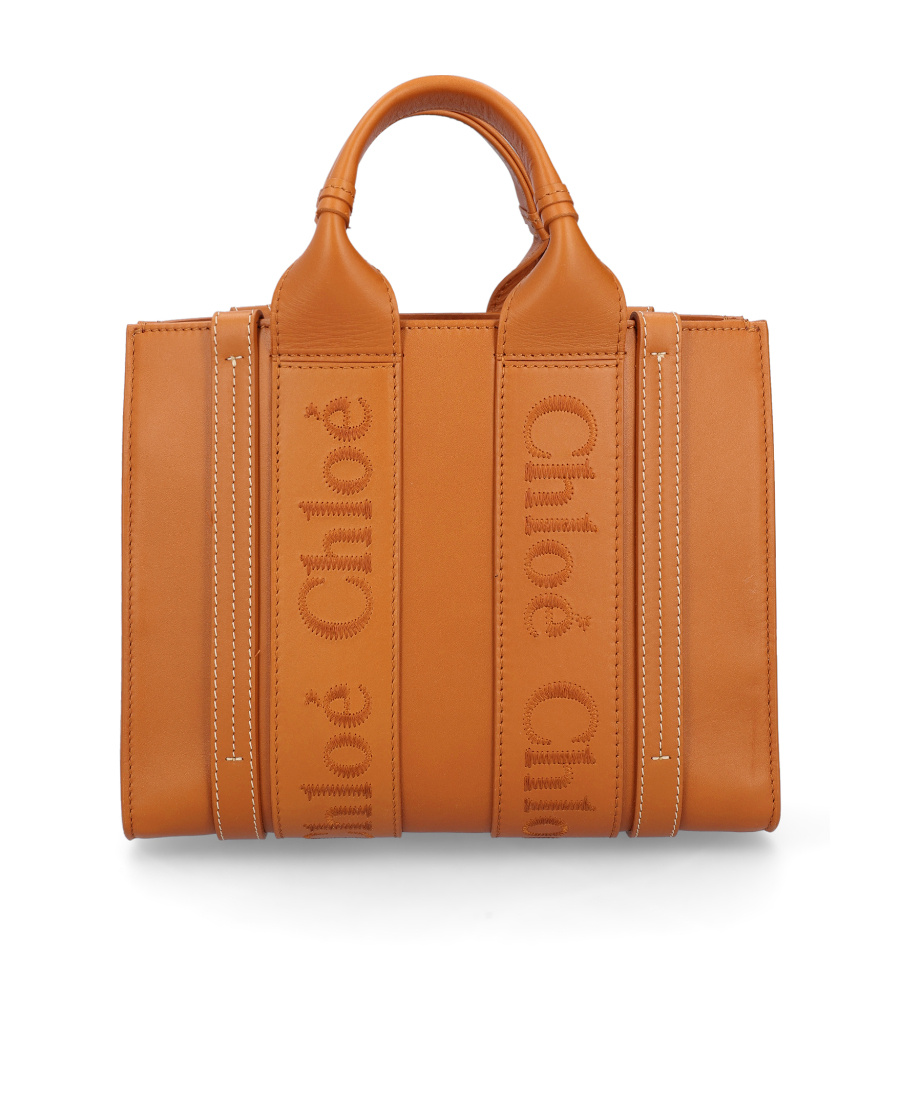 Chloé Small Woody Tote Bag In Calf Leather In Brown