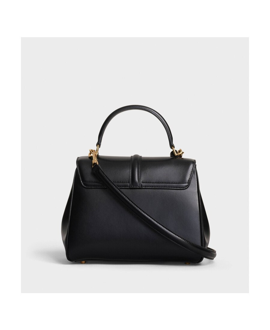 Celine Mini 16 Logo Detailed Shoulder Bag In Black