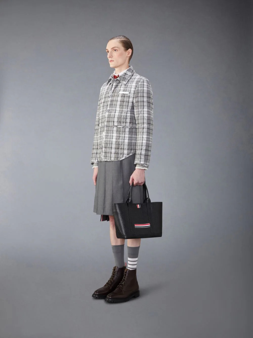 THOM BROWNE SMALL TOOL LEATHER TOTE BAG 