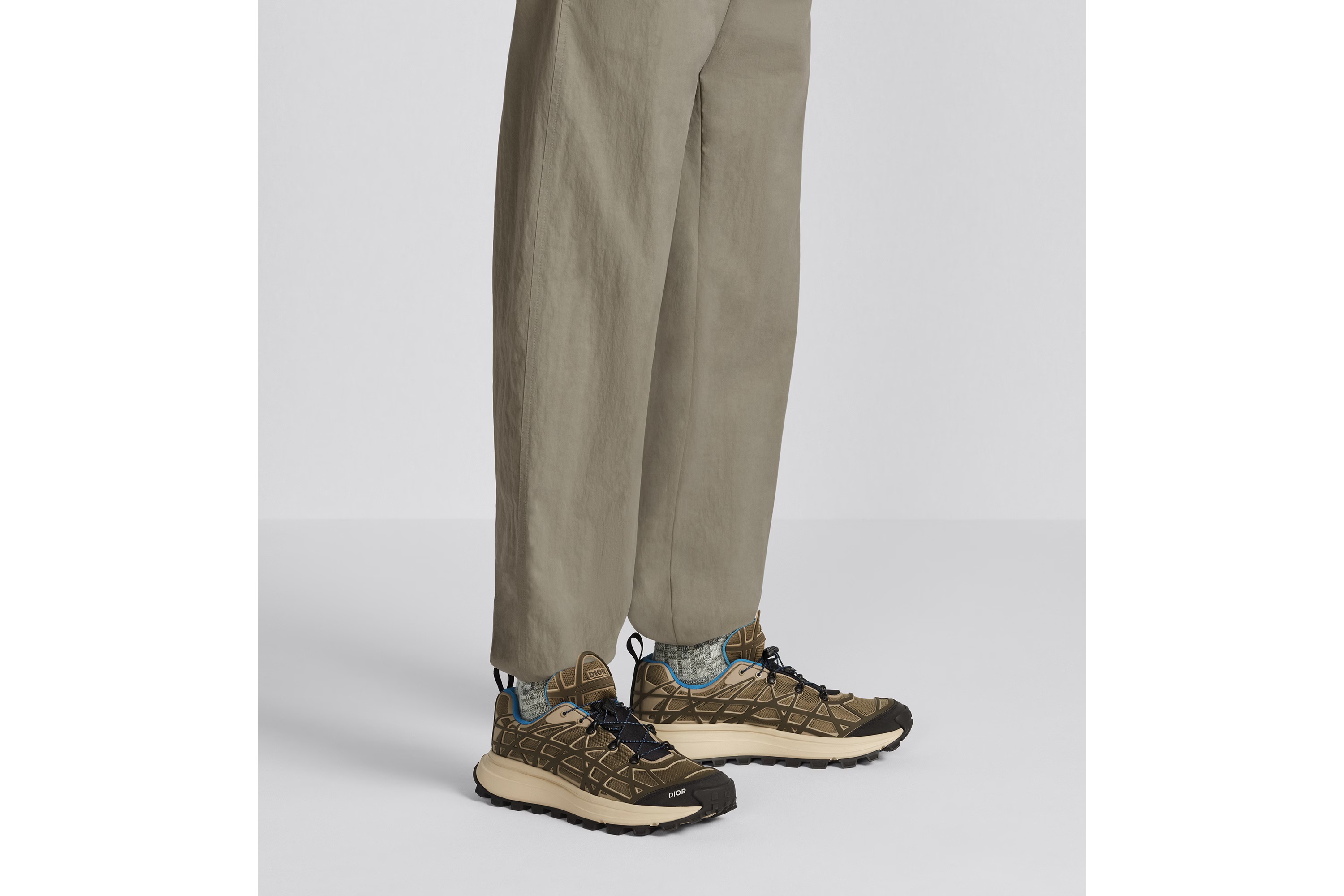 Dior B31 Runner Sneaker Brown Technical Mesh And Khaki In Multi