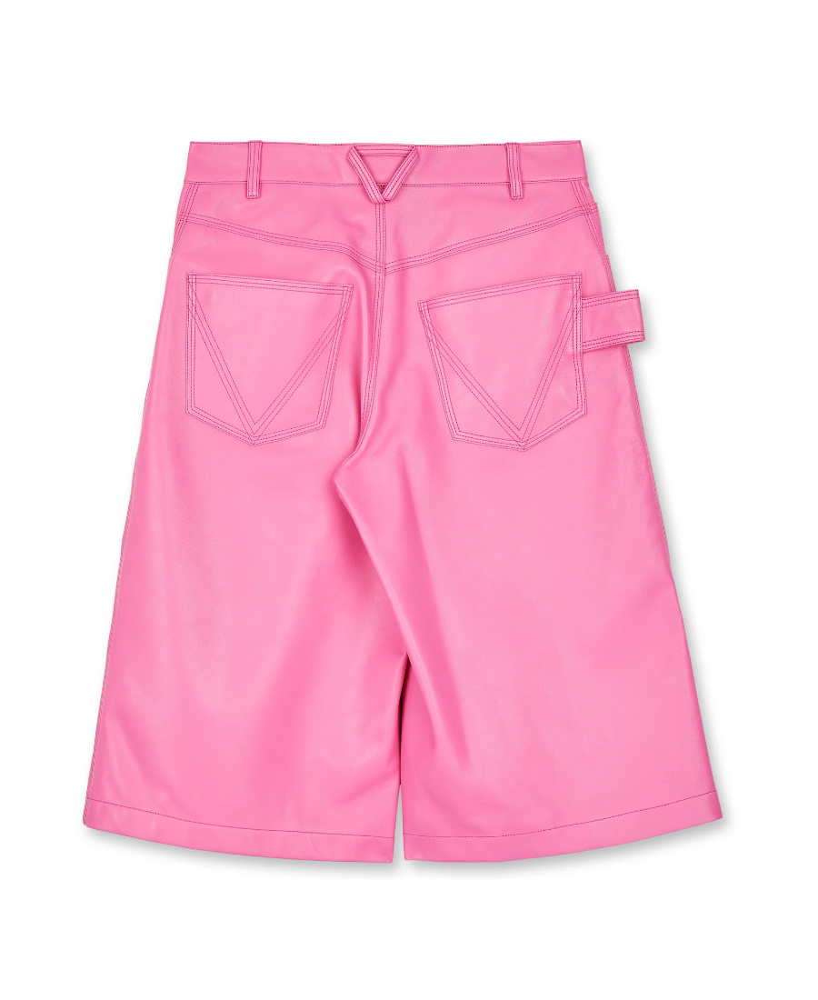 Shop Bottega Veneta Leather Bermuda Shorts In Pink
