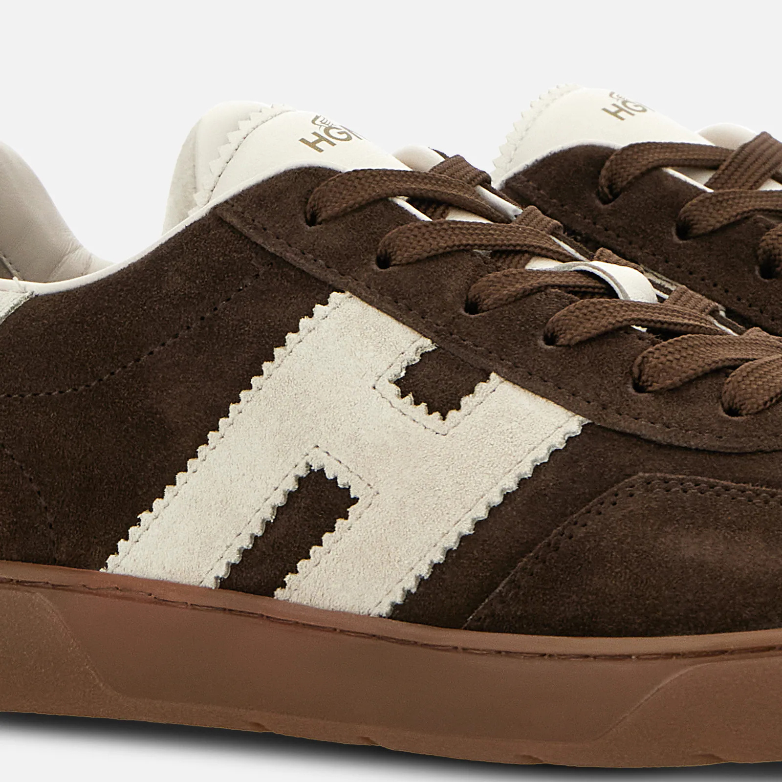 Hogan Rubber Sole Suede Finish Sneakers In Brown