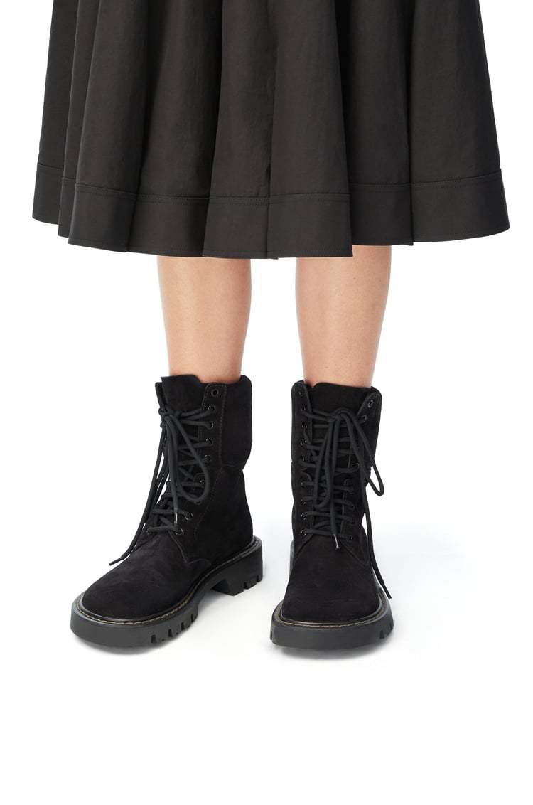 Loewe Sierra Suede Lace-up Combat Boots In Black